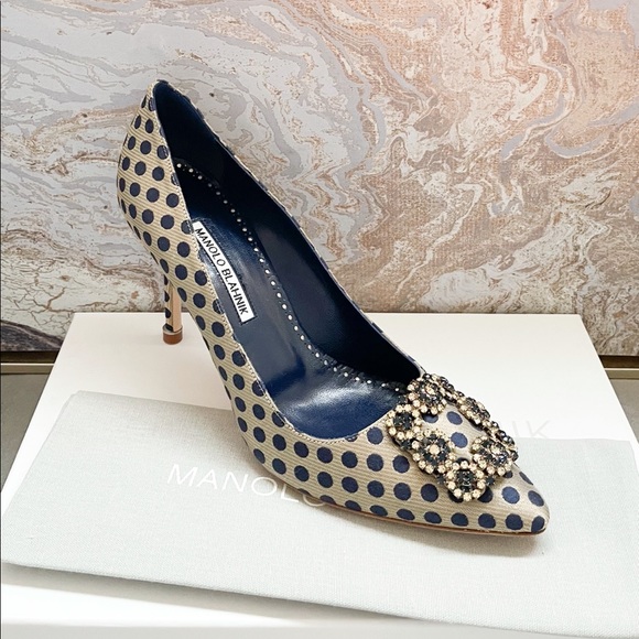 New! Manolo Blahnik Hangisi Jewel Buckle Pumps